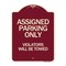 Signmission Assigned Parking Violators Will Towed Heavy-Gauge Aluminum Sign, 24" x 18", BU-1824-24333 A-DES-BU-1824-24333 - alternate 1